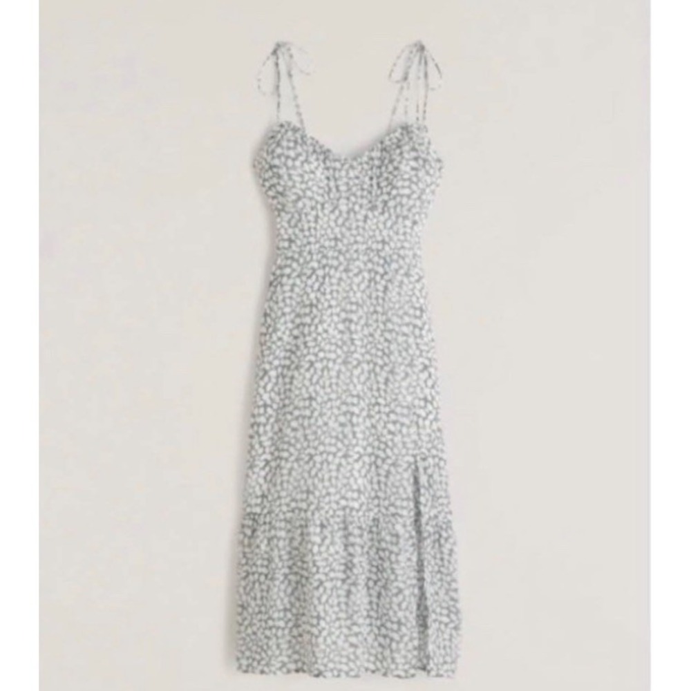 Abercrombie‎ & Fitch Women's Tie-Strap Ruffle Floral Teal Midi Dress Size XS